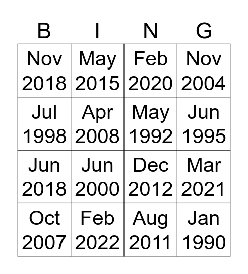 1000 Pleasant Run Rd Bingo Card