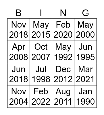 1000 Pleasant Run Rd Bingo Card