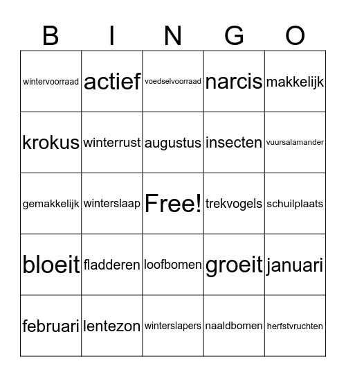 Veranderlijk als het weer  Bingo Card