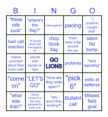 NFC CHAMPIONSHIP Bingo Card