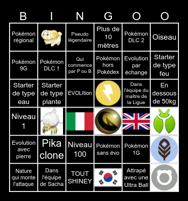 Echanges miracles Pokémon Bingo Card