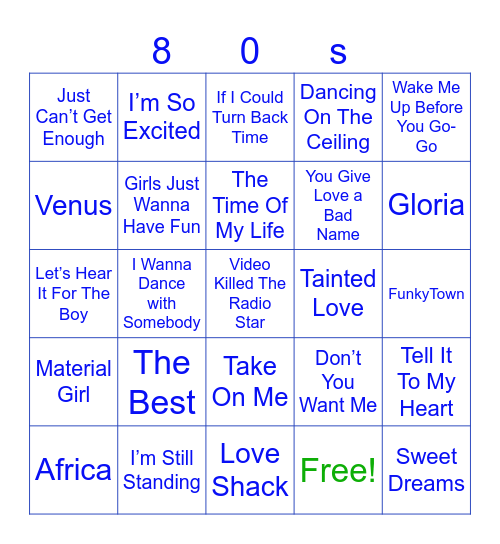 Fifi’s Disco Bingo Card