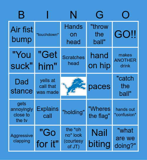 LIONS BINGO - Jason Bingo Card