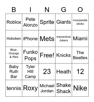 Reagan Bingo Card