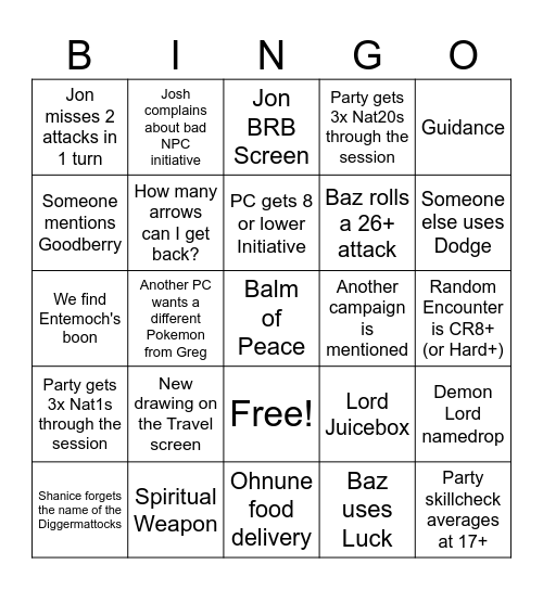 Untitled Bingo Card