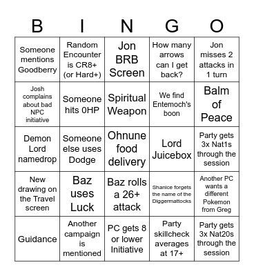 Untitled Bingo Card