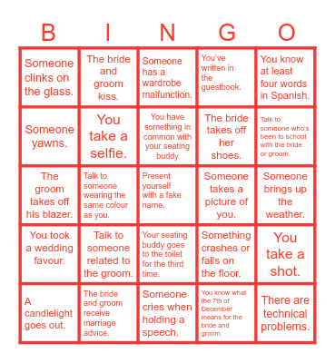 Love Party Bingo Card