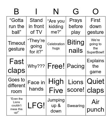 NFC Championship Game Bingo Card