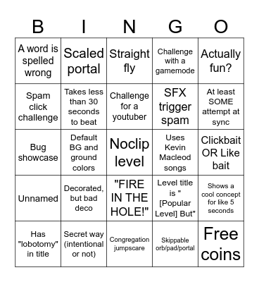 GD 2.2 Recent Tab Bingo Card