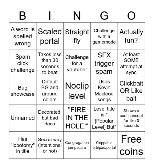 GD 2.2 Recent Tab Bingo Card