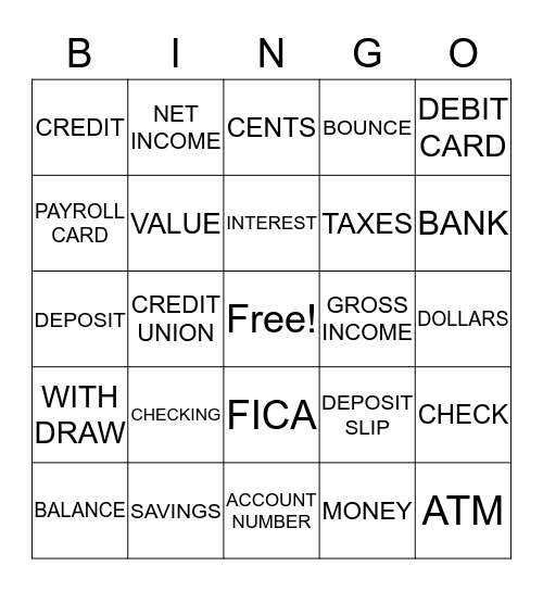 MONEY TALK Bingo Card