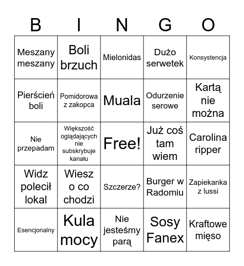 Książulo i Wojek Bingo Card