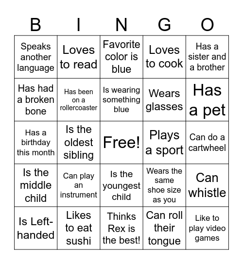 Fort Bend Youth Leadership Bingo Card