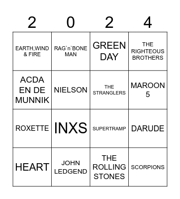 artiesten swingo Bingo Card