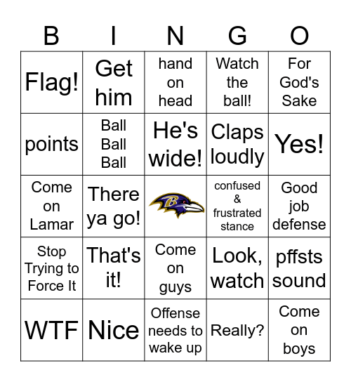 Paul & the Ravens Bingo Card