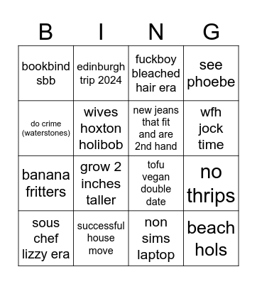 lizzy 2024 Bingo Card