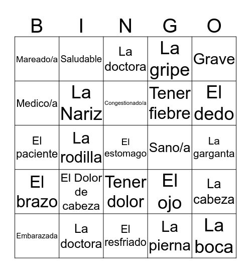 Lecion 10 Bingo Card