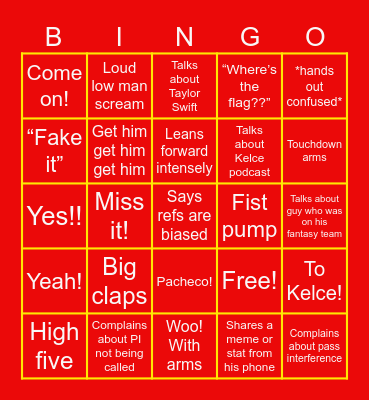 Christiaan Football Bingo Card