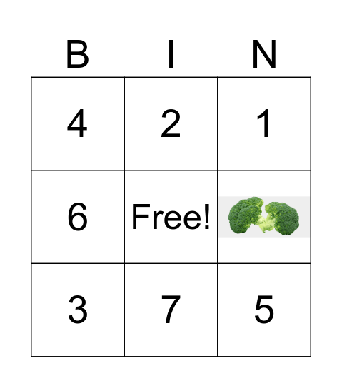 Fruit & Vegetable Mini Bingo Card