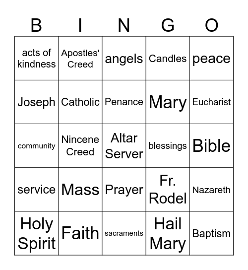 Catholic Schools Week Bingo Card