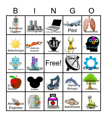 STEM Career Bingo Card