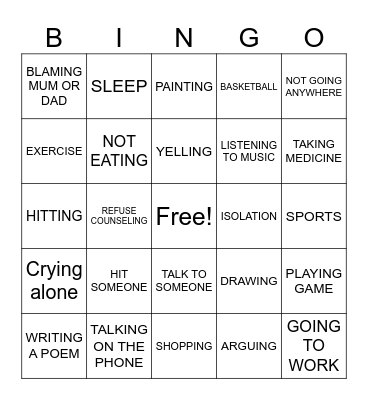 COPING SKILLS: GOOD  OR BAD? Bingo Card