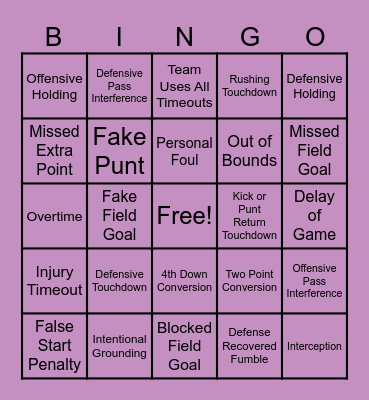 Football Bingo Card