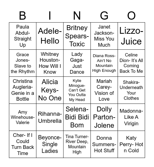 Radio Bingo Queen Divas Bingo Card