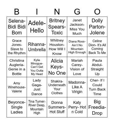 Radio Bingo Queen Divas Bingo Card