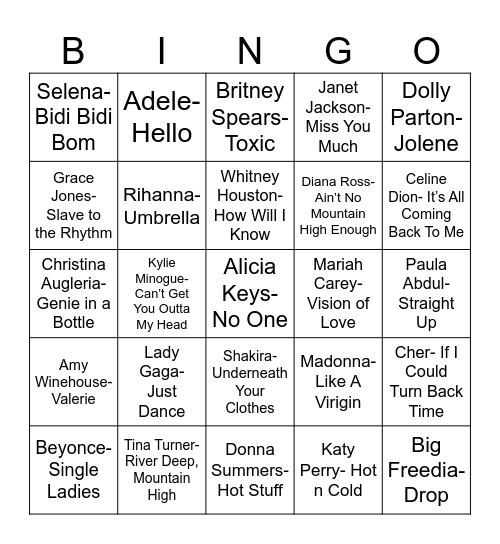 Radio Bingo Queen Divas Bingo Card