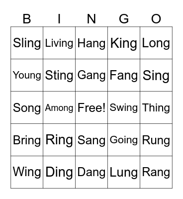 -ng Word Bingo Card