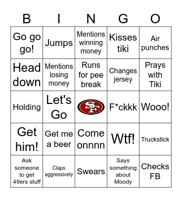 49ers Bingo With Dad Bingo Card