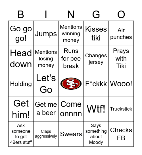 49ers Bingo With Dad Bingo Card