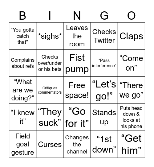 Lions Gameday 🏈🦁 Bingo Card