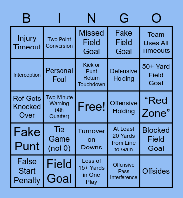 Football Bingo Card