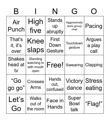 Lions vs 49ers Bingo Card