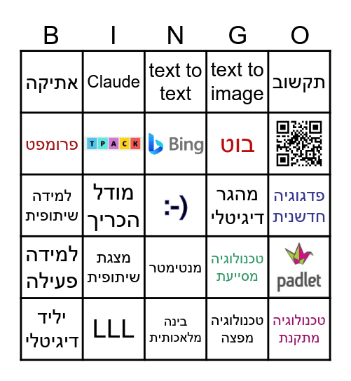 מושגים-משחק סיום קורס תקשוב חנ"מ תשפ"ד Bingo Card