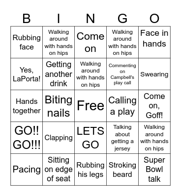 Husband watching football Bingo Card