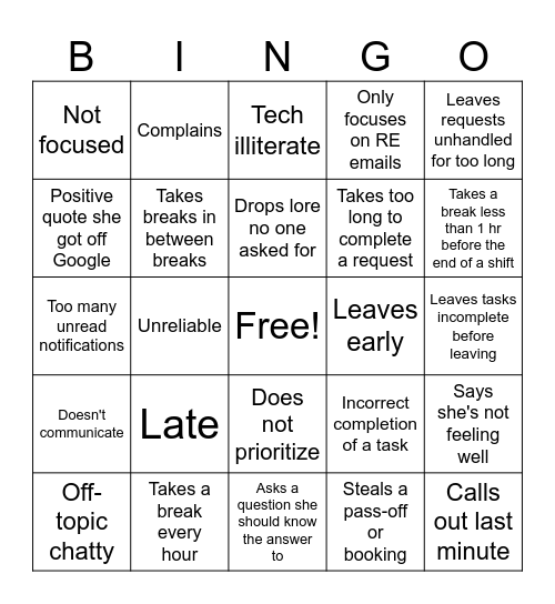 Working with Nicole Bingo Card