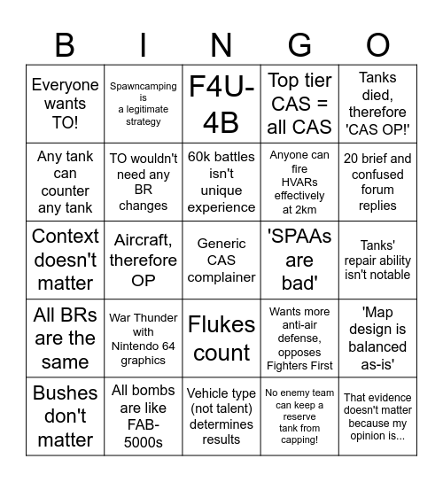 CAS Complaint Bingo Card