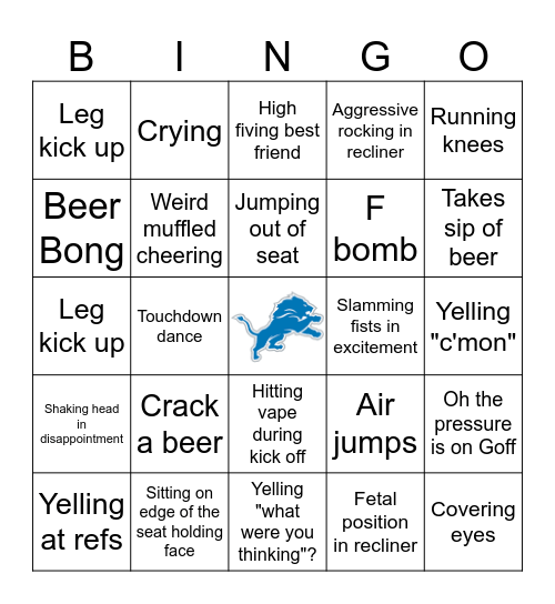 Lions Bingo Card