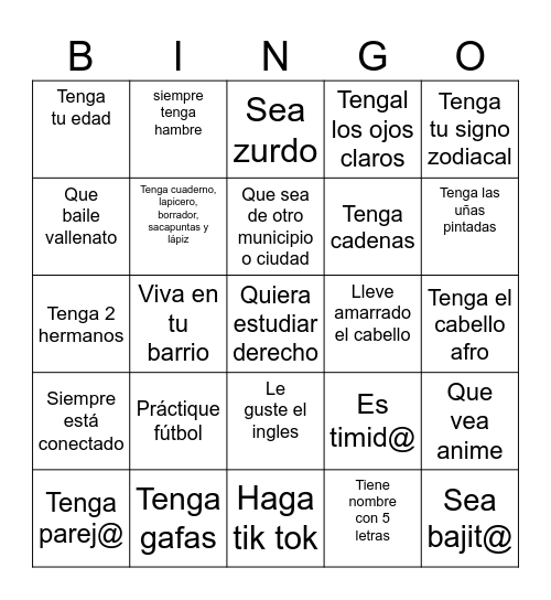 Encuentra a alguien que... Bingo Card