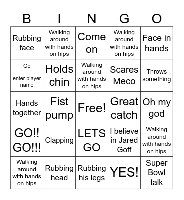 Husband watching football Bingo Card