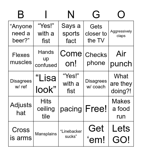 Lions Playoffs Bingo Card