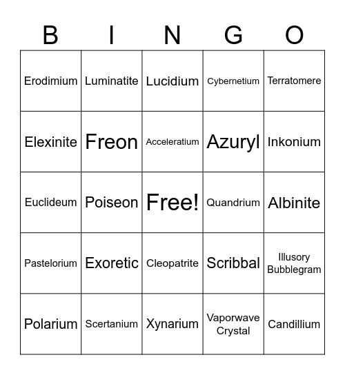 REx: Reincarnated W1 Bingo Card