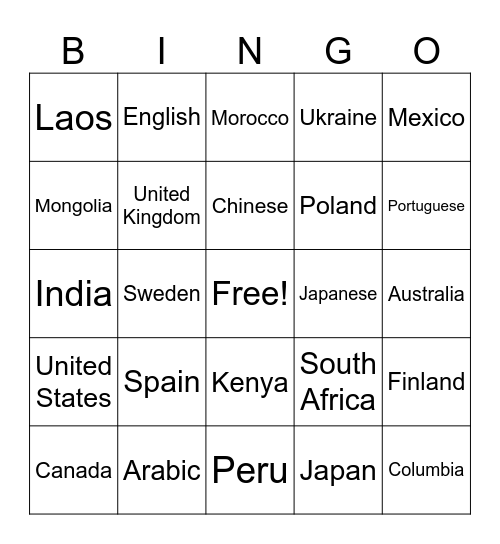 Unit 7 Bingo Card