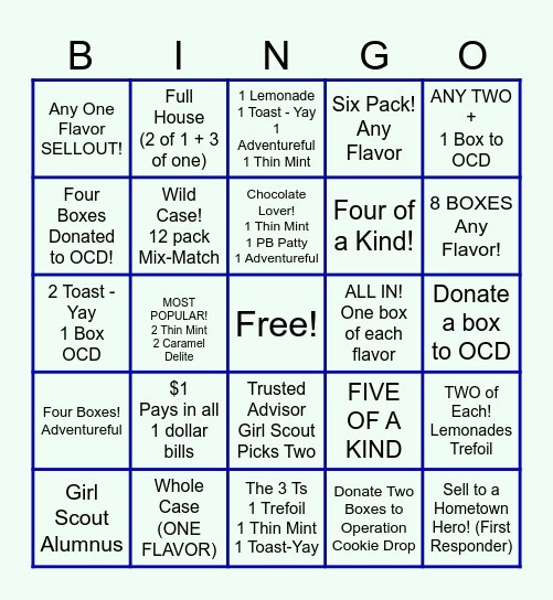 COOKIE BOOTH Bingo Card