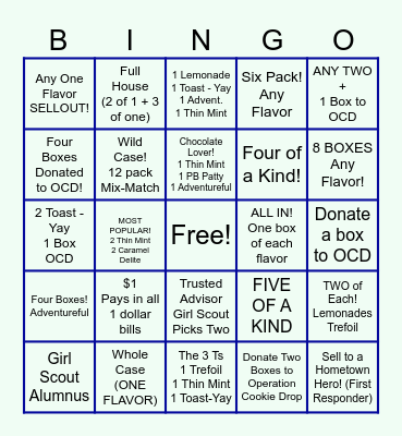 COOKIE BOOTH Bingo Card