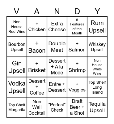 Commodore Upsell Incentive Bingo Card