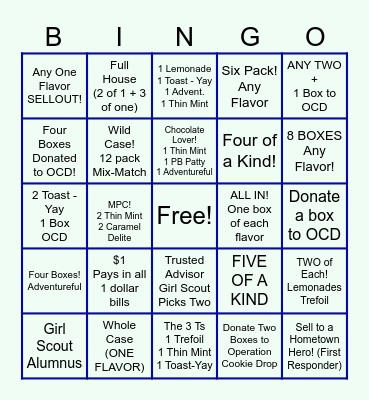 COOKIE BOOTH Bingo Card